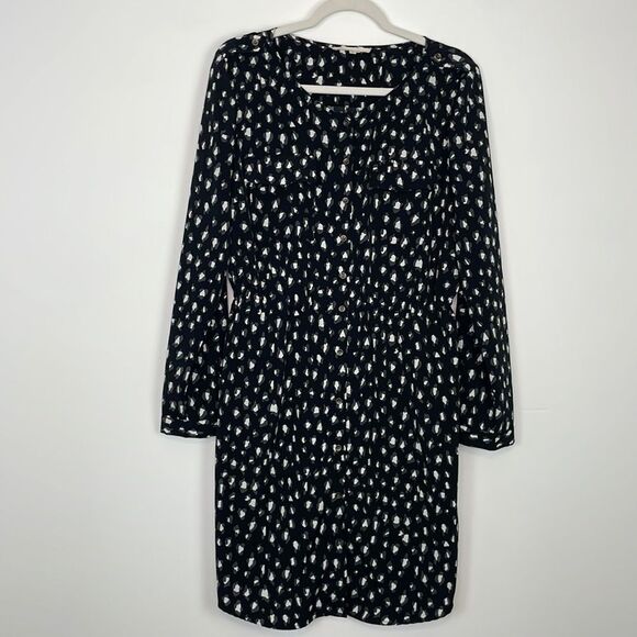 41 Hawthorn Black, White, Gray Printed Long Sleeve Shirt Dress. Size Large. - Picture 1 of 14